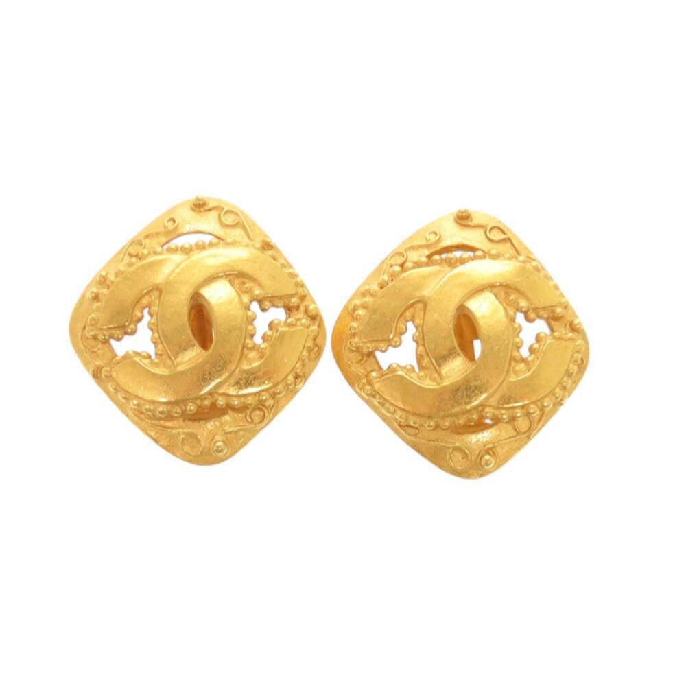 CHANEL Vintage Gold Logo Earrings